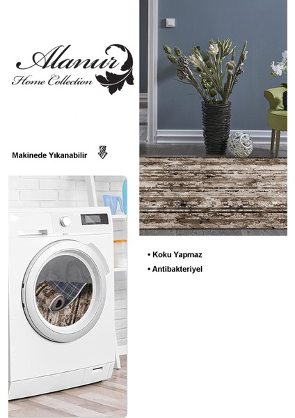Dijital Salon Halısı Star Pamuk Kaymaz Taban Modern Rita Kahve