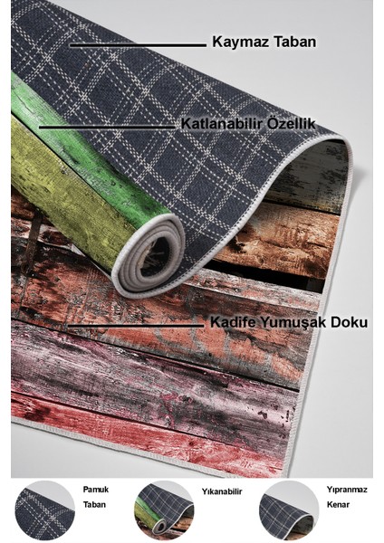 Dijital Salon Halısı Star Pamuk Kaymaz Taban Modern Alannah Renkli indirimleri