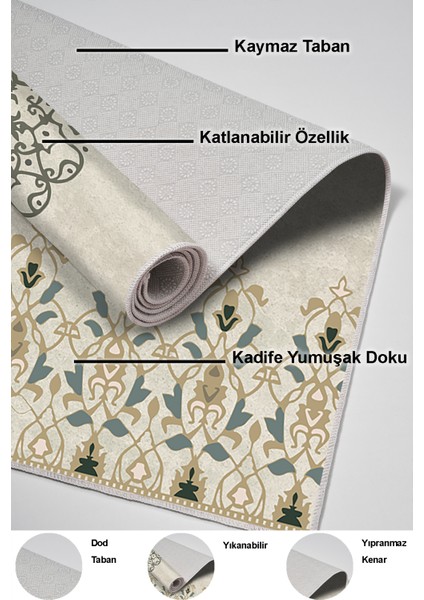 Dijital Salon Halısı Trend Keçe Kaymaz Taban Modern Demetria Bej indirimleri