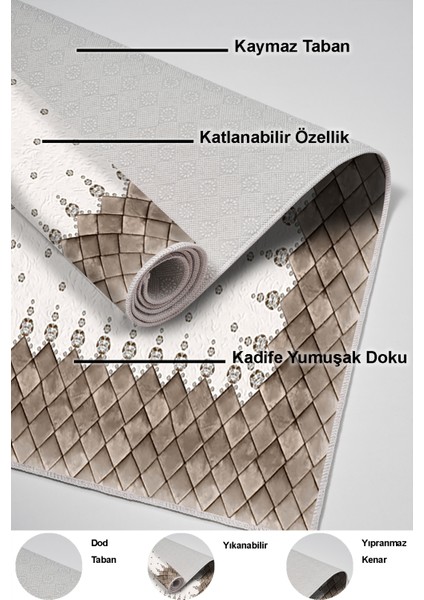 Dijital Salon Halısı Trend Keçe Kaymaz Taban Modern Arcelia Krem indirimleri