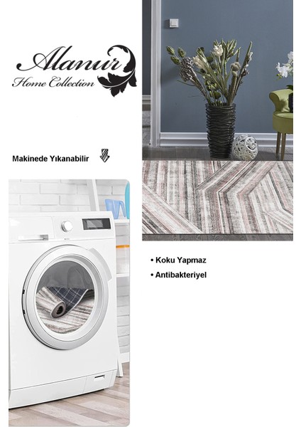 Dijital Salon Halısı Star Pamuk Kaymaz Taban Modern Lile Antrasit modelleri