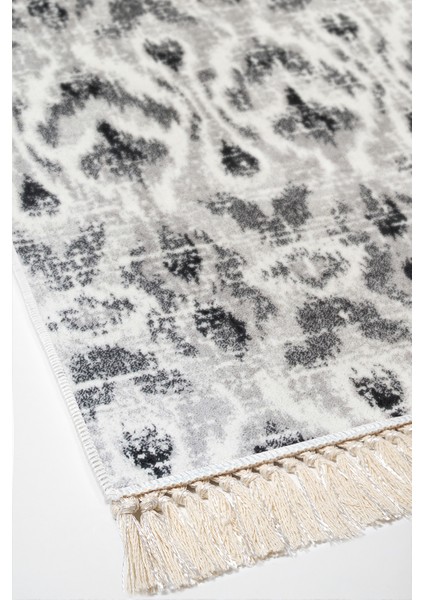 Dijital Salon Halısı Trend Keçe Kaymaz Taban Saçaklı Iskandinav Annika Gri fırsatları