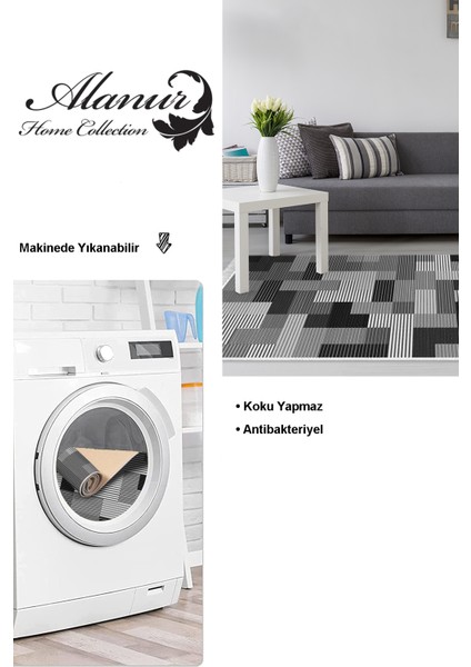 Dijital Salon Halısı Yıldız Deri Kaymaz Taban Saçaklı Modern Andrina Gri modelleri