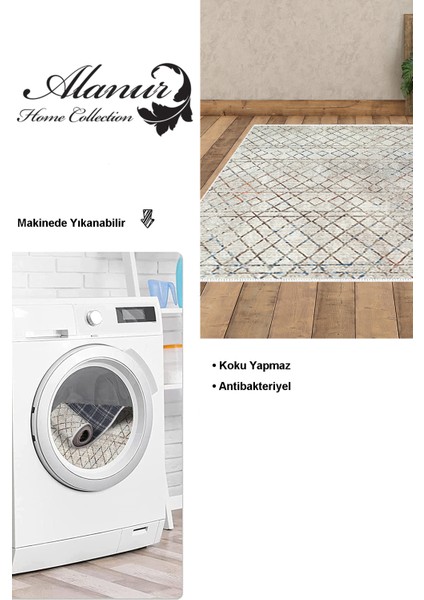 Dijital Salon Halısı Star Pamuk Kaymaz Taban Iskandinav Malu Bej modelleri