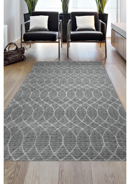 Dijital Salon Halısı Yıldız Deri Kaymaz Taban Iskandinav Celestine Gri