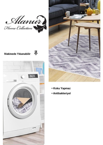 Dijital Salon Halısı Yıldız Deri Kaymaz Taban Iskandinav Renata Gri