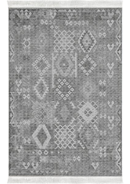 Dijital Salon Halısı Trend Keçe Kaymaz Taban Saçaklı Iskandinav Lorene Antrasit fiyatları