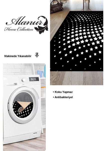 Dijital Salon Halısı Yıldız Deri Kaymaz Taban Modern Willow Siyah modelleri