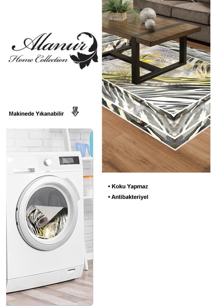 Dijital Salon Halısı Trend Keçe Kaymaz Taban Modern Elliot Gri