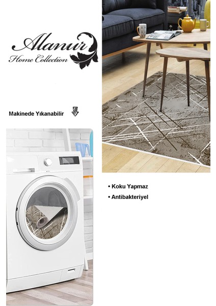 Dijital Salon Halısı Trend Keçe Kaymaz Taban Modern Allissa Kahve modelleri