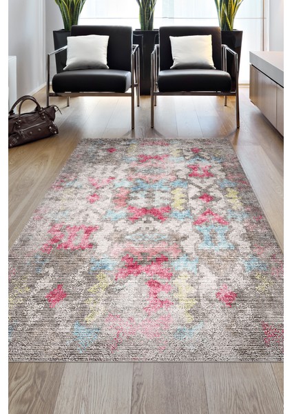 Dijital Salon Halısı Trend Keçe Kaymaz Taban Modern Gertie Renkli