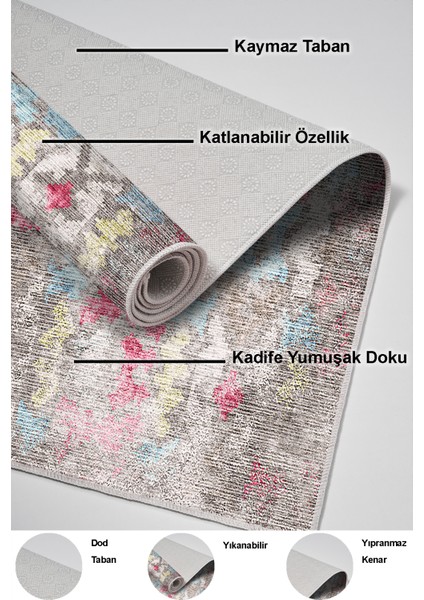 Dijital Salon Halısı Trend Keçe Kaymaz Taban Modern Gertie Renkli indirimleri