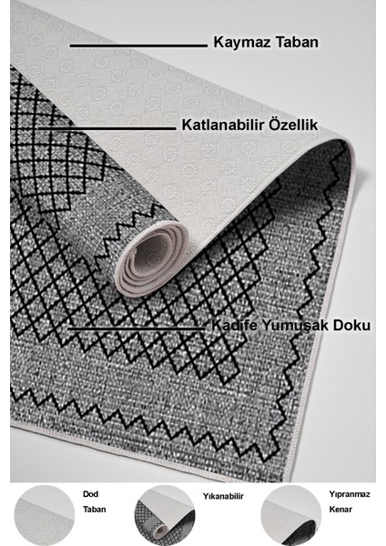 Dijital Salon Halısı Trend Keçe Kaymaz Taban Modern Christie Gri indirimleri