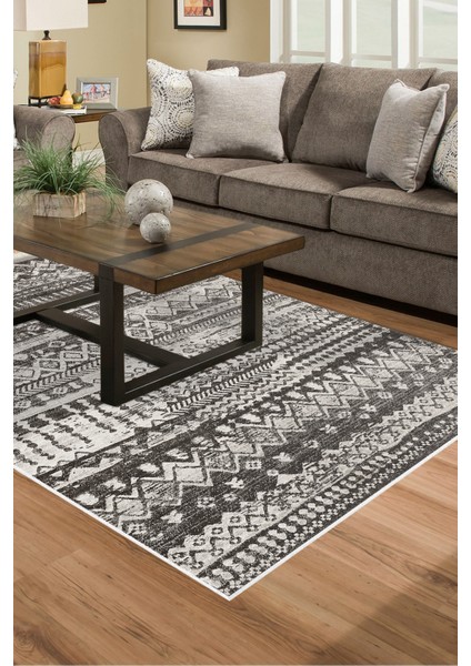 Dijital Salon Halısı Yıldız Deri Kaymaz Taban Iskandinav Ysabel Antrasit