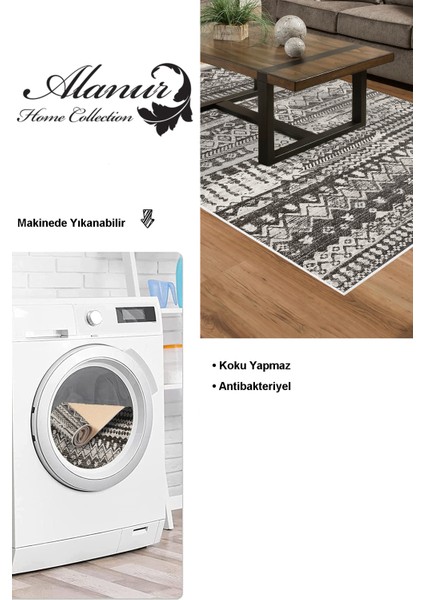 Dijital Salon Halısı Yıldız Deri Kaymaz Taban Iskandinav Ysabel Antrasit modelleri