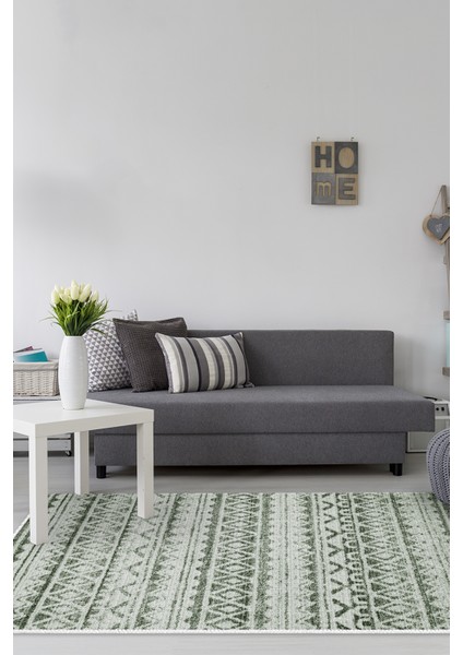 Dijital Salon Halısı Star Pamuk Kaymaz Taban Iskandinav Mali Yeşil