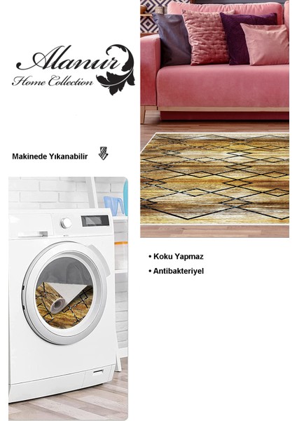 Dijital Salon Halısı Trend Keçe Kaymaz Taban Modern Zanna Gold modelleri