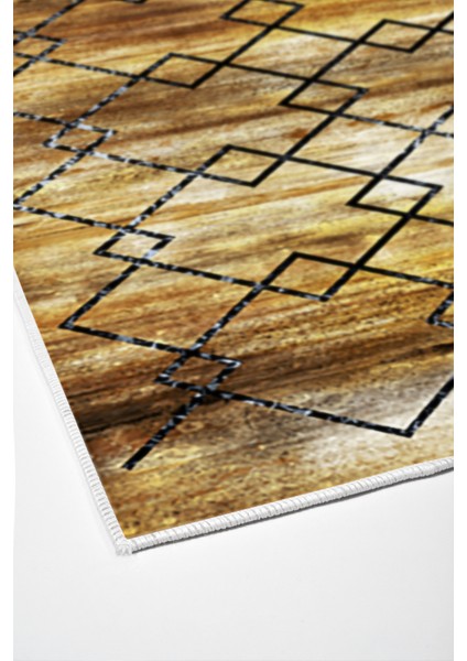 Dijital Salon Halısı Trend Keçe Kaymaz Taban Modern Zanna Gold fırsatları