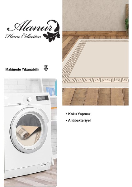 Dijital Salon Halısı Yıldız Deri Kaymaz Taban Modern Dinah Krem modelleri