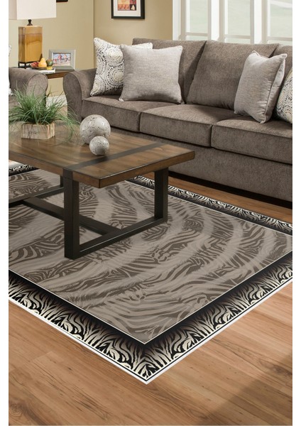 Dijital Salon Halısı Star Pamuk Kaymaz Taban Modern Patti Kahve