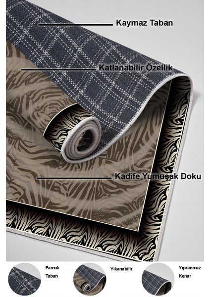 Dijital Salon Halısı Star Pamuk Kaymaz Taban Modern Patti Kahve indirimleri