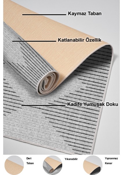 Dijital Salon Halısı Yıldız Deri Kaymaz Taban Iskandinav Kay Gri