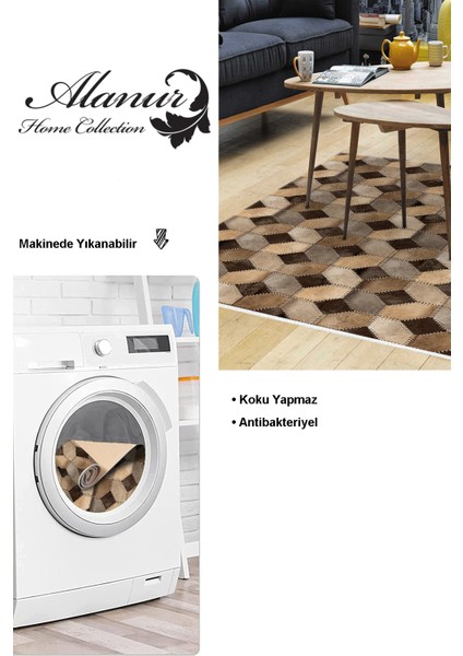 Dijital Salon Halısı Yıldız Deri Kaymaz Taban Modern Tanya Kahve modelleri