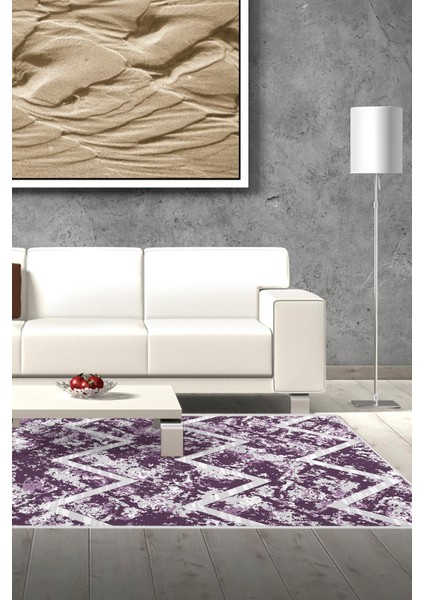Dijital Salon Halısı Star Pamuk Kaymaz Taban Iskandinav Roxanne Mor