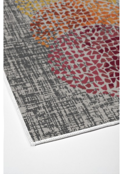 Dijital Salon Halısı Yıldız Deri Kaymaz Taban Modern Saeran Krem Oranj Kırmızı fırsatları