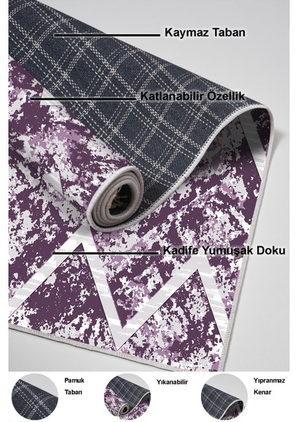 Dijital Salon Halısı Star Pamuk Kaymaz Taban Iskandinav Roxanne Mor indirimleri