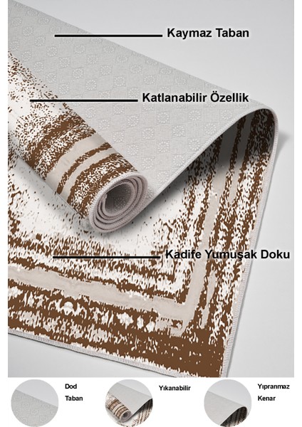 Dijital Salon Halısı Trend Keçe Kaymaz Taban Modern Mollie Krem indirimleri