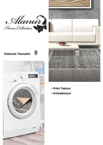 Dijital Salon Halısı Yıldız Deri Kaymaz Taban Iskandinav Judie Gri
