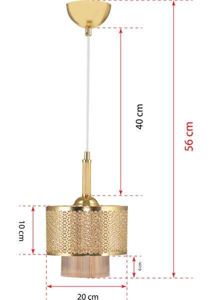 Tekli Motif Sarkıt Avize Gold