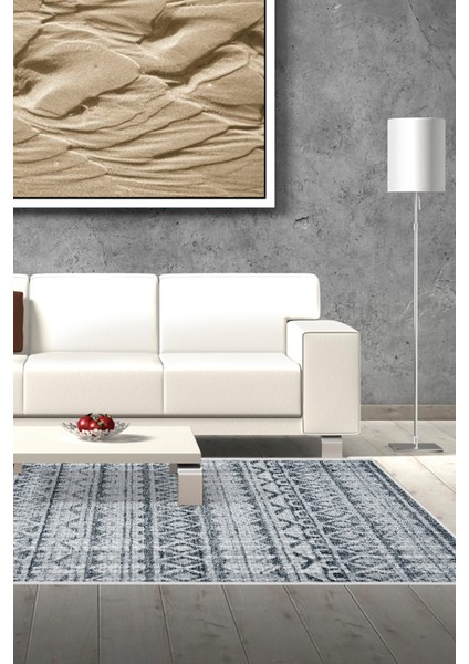 Dijital Salon Halısı Star Pamuk Kaymaz Taban Iskandinav Mali Lacivert