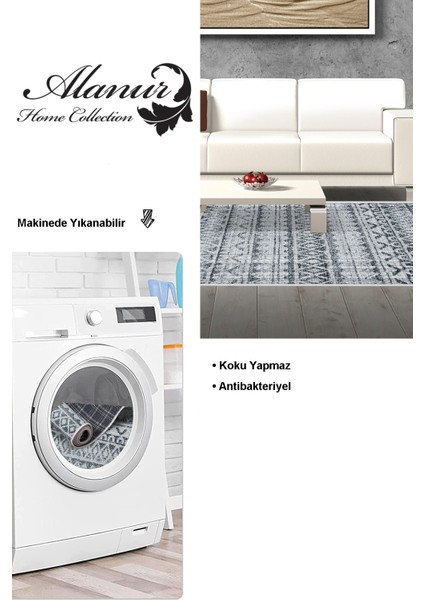 Dijital Salon Halısı Star Pamuk Kaymaz Taban Iskandinav Mali Lacivert modelleri