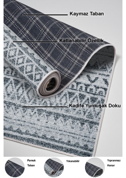 Dijital Salon Halısı Star Pamuk Kaymaz Taban Iskandinav Mali Lacivert indirimleri