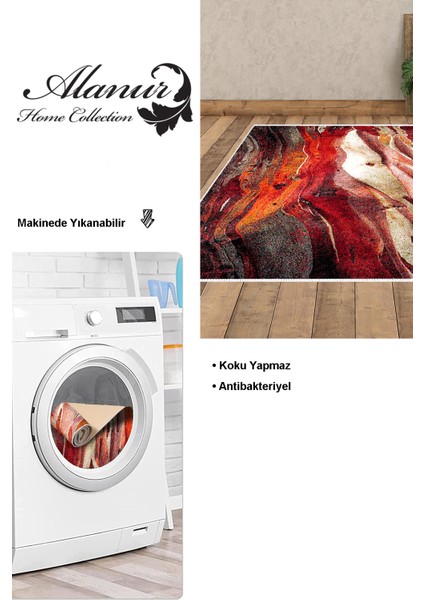 Dijital Salon Halısı Yıldız Deri Kaymaz Taban Modern Araminta Bordo modelleri