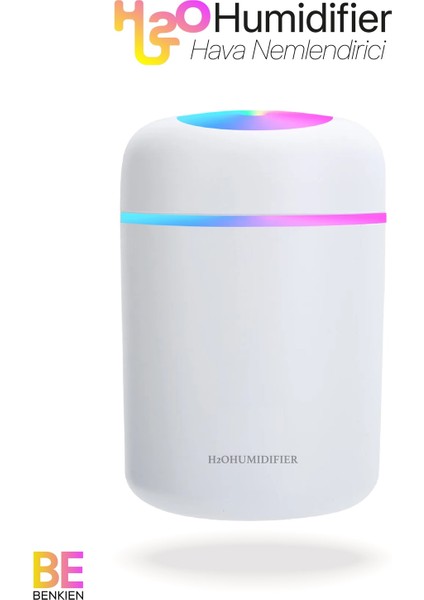 H2O Humidifier 300 ml Ultrasonik Hava Nemlendirici Buhar Makinesi ve Aroma Difüzörü