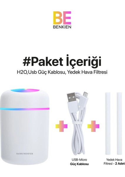 H2O Humidifier 300 ml Ultrasonik Hava Nemlendirici Buhar Makinesi ve Aroma Difüzörü modelleri