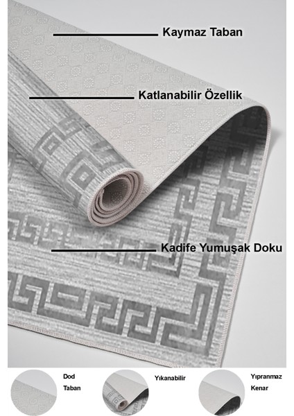 Dijital Salon Halısı Trend Keçe Kaymaz Taban Modern Debi Gri indirimleri