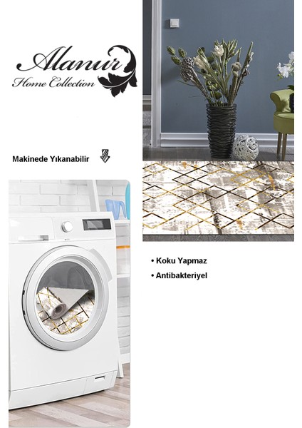 Dijital Salon Halısı Trend Keçe Kaymaz Taban Modern Brooklyn Gold modelleri