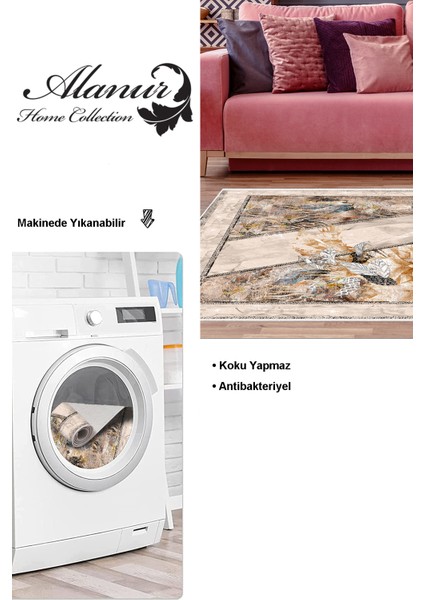 Dijital Salon Halısı Trend Keçe Kaymaz Taban Modern Kristalena Bej modelleri