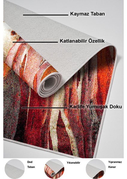 Dijital Salon Halısı Trend Keçe Kaymaz Taban Modern Araminta Bordo indirimleri