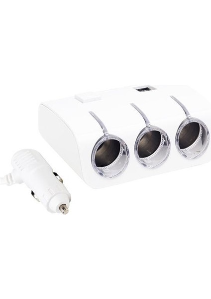PM-18952 12V/24V Çift Usb'li 3'lü Oto Çakmak Çoklayıcı