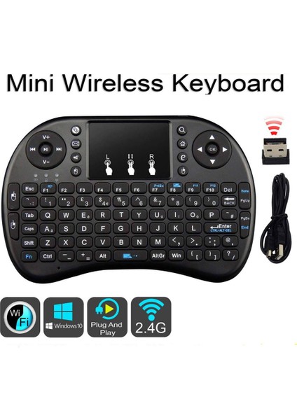 Android Cep Telefon Uyumlu Klavye Mini Keyboard Ri I8 Air Smart Tv Işıklı Mini Klavye Dokunmatik Mouse Şarj Edilebilir Bataryalı Model