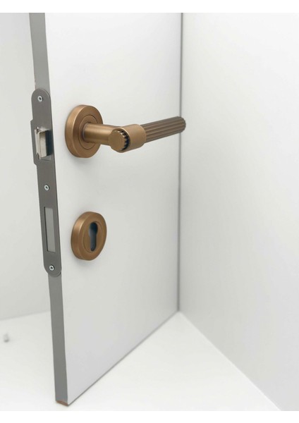 Erva Handles ZK79 Mat Antik Sarı Rozetli Yale Çelik Kapı Kolu 1 Takım