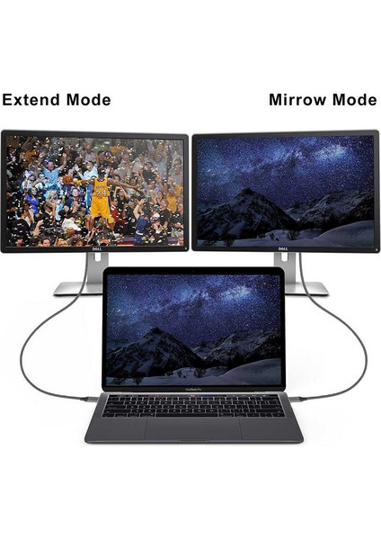 Type-C'den Hdmı'ya 2 In 1 Kablo Type-C 3.1 Display Port Modlu Aynı Anda Şarj ve Görüntü Aktarımı