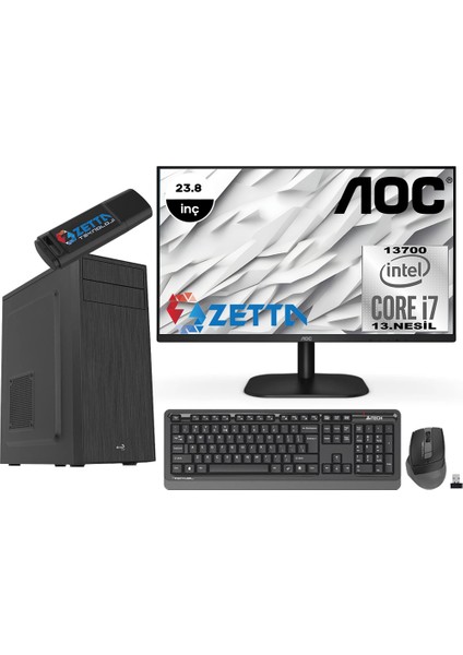 Expert Intel Core I7 13700 8gb Ddr4 2tb M.2 Nvme SSD GT1030-2GB 23,8" Fhd Monitör Freedos Masaüstü Bilgisayar MZET103078104 + Zetta Flash Bellek