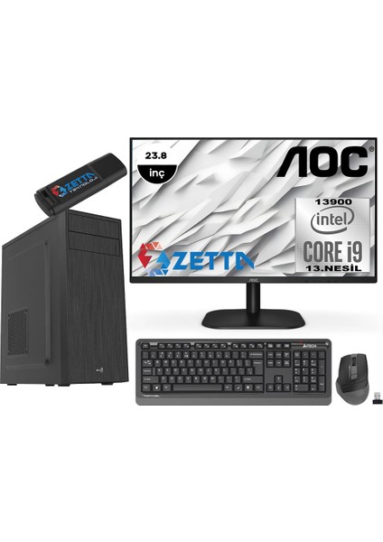 Expert Intel Core I9 13900 32GB Ddr4 512GB M.2 Nvme SSD 23,8" Fhd Monitör Windows 11 Pro Masaüstü Bilgisayar MZET98126 + Zetta Flash Bellek