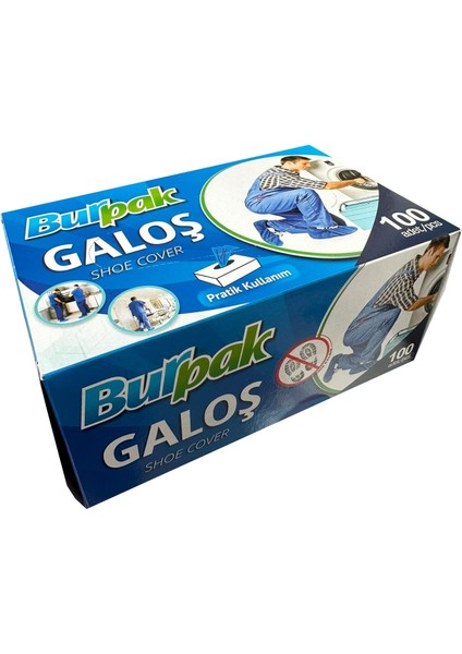 Bıurpak Tek Kullanımlık Kalın Pratik Kutulu Galoş - Mavi - 100 Adetlik 10 Paket